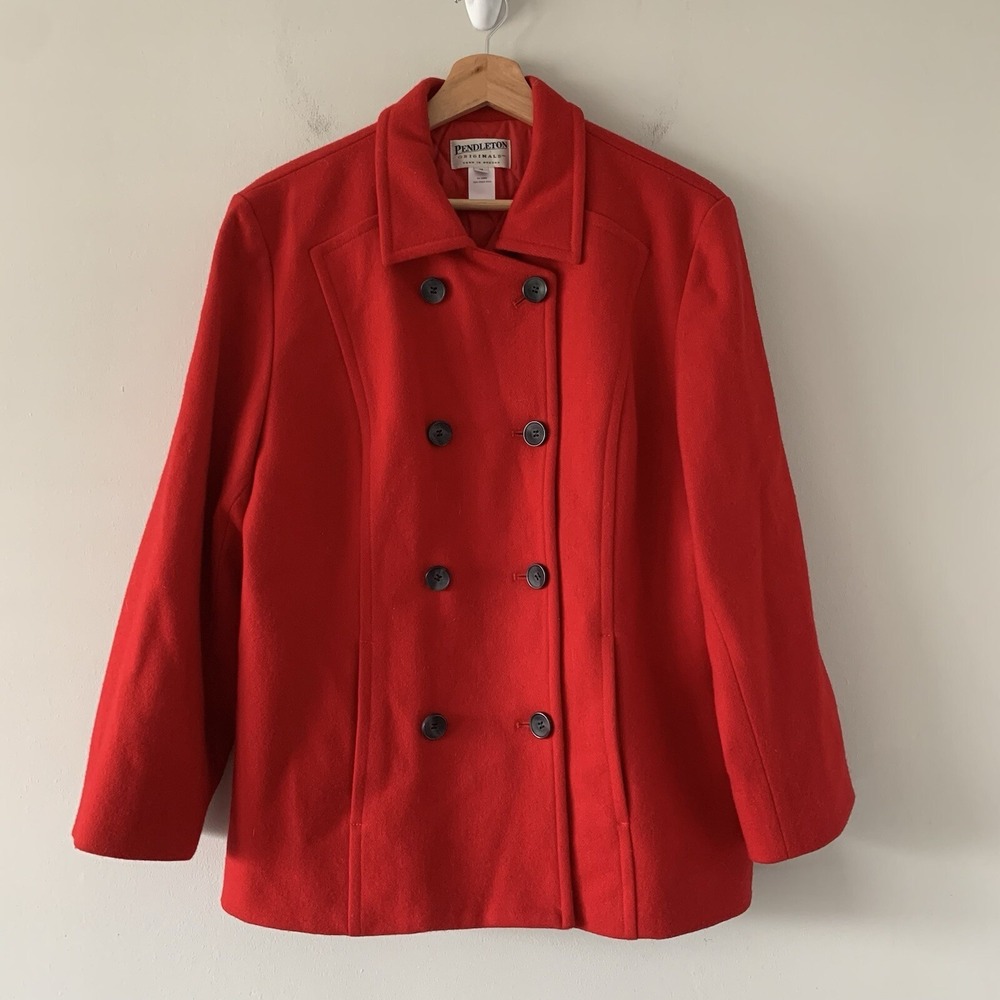 Vintage Pendleton Peacoat Medium Wool Made in USA Preppy Classic Old‎ Money Red